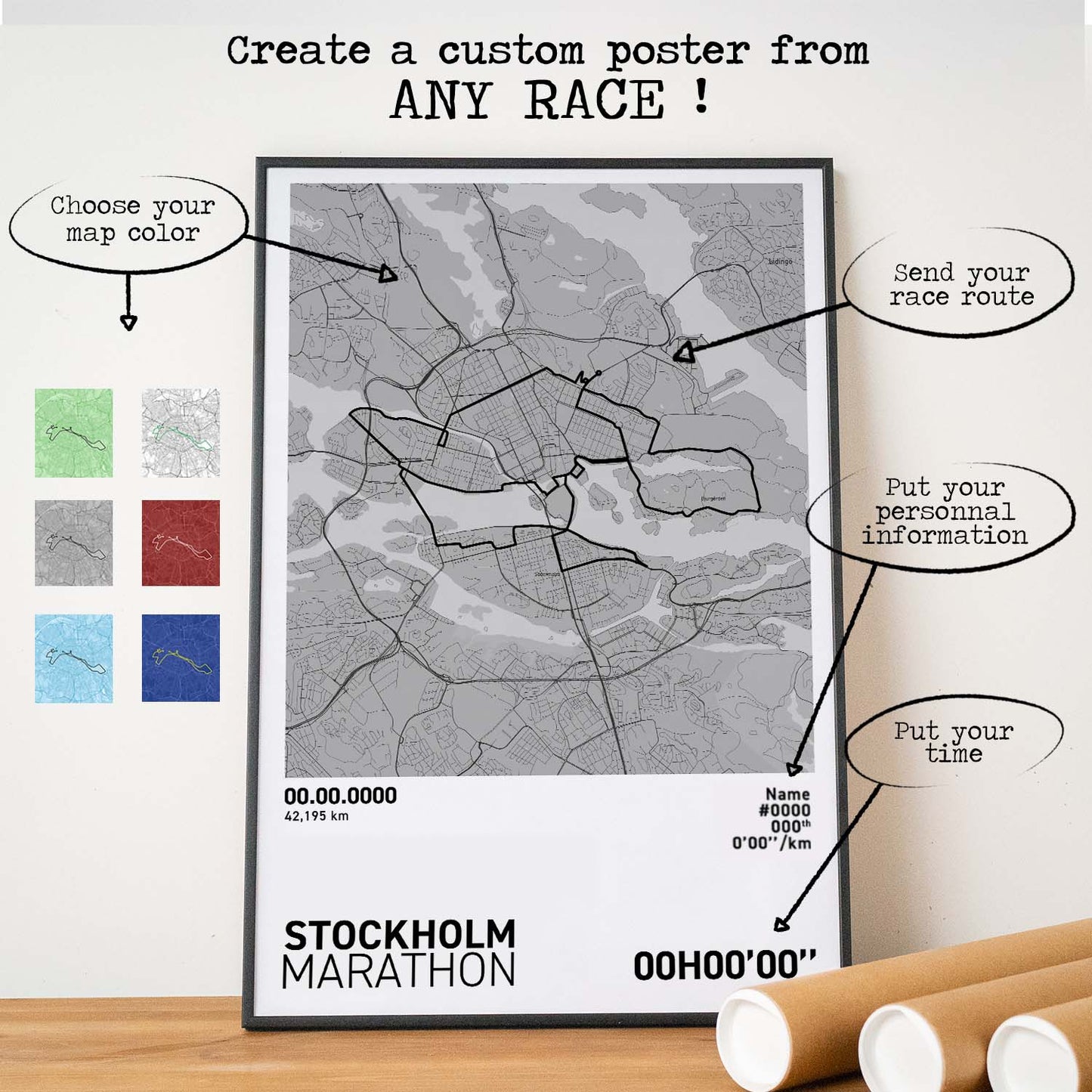 Stockholm Marathon Art Print